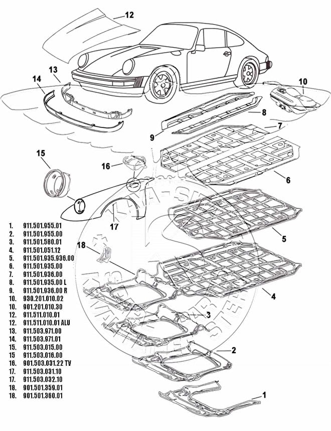 Porsche Body parts 911 2.73.2 L. 19781989 Porsche parts KayaSita